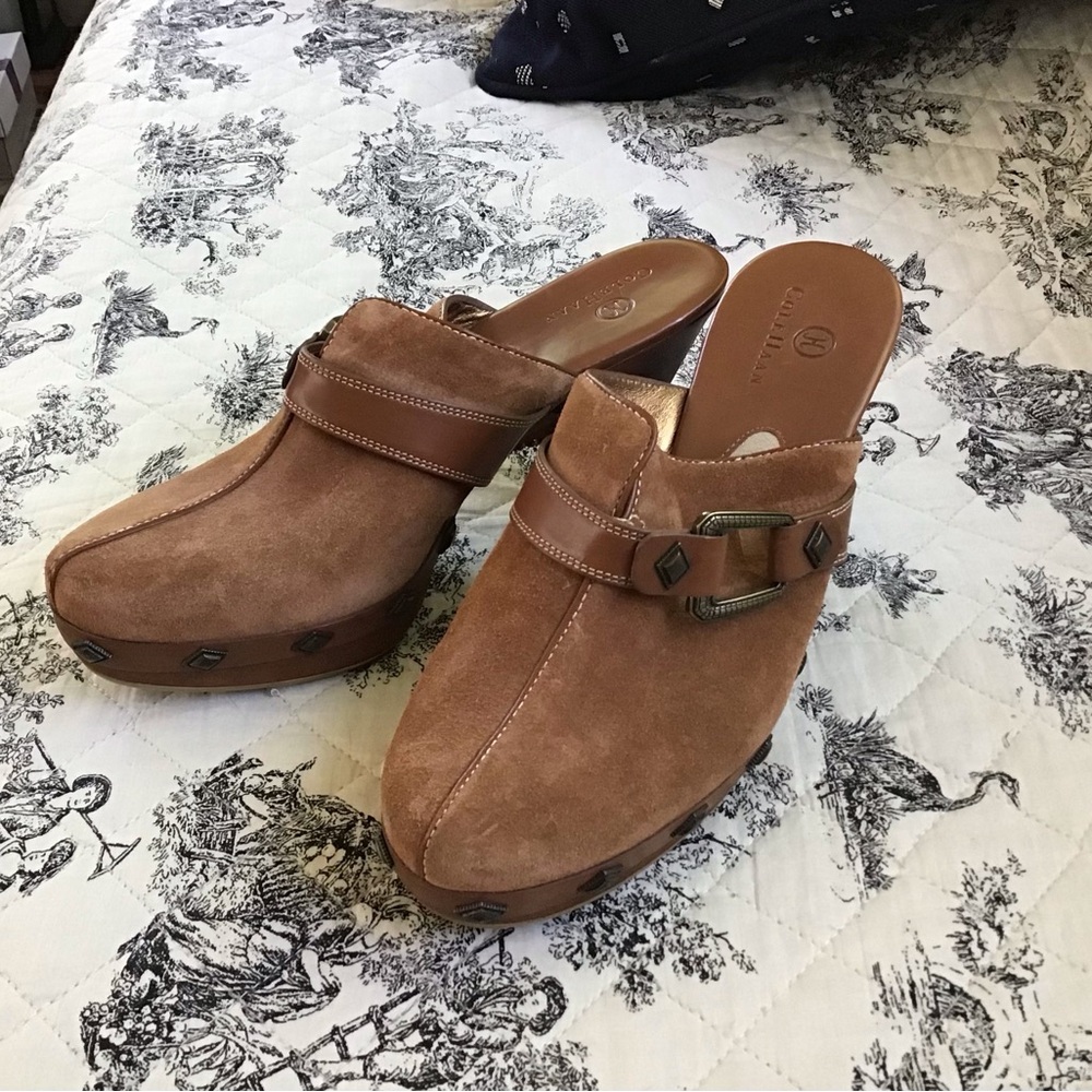 Authentic!* New* Cole Haan couture suede leather, high end mules/clog!